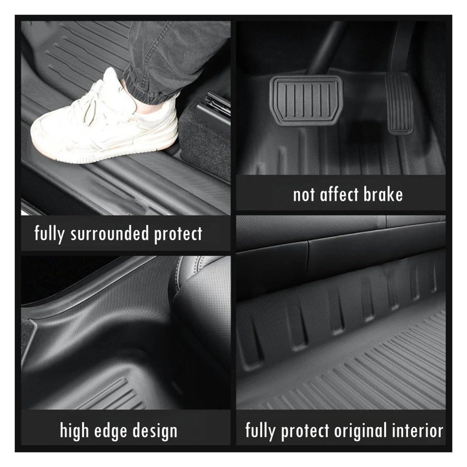 para Tesla para Model Y para Juniper 2025 Alfombrillas de Piso TPE Kit Completo con Revestimiento de umbral de Puerta y Revestimiento de Carga (3 Piezas de Alfombrillas)