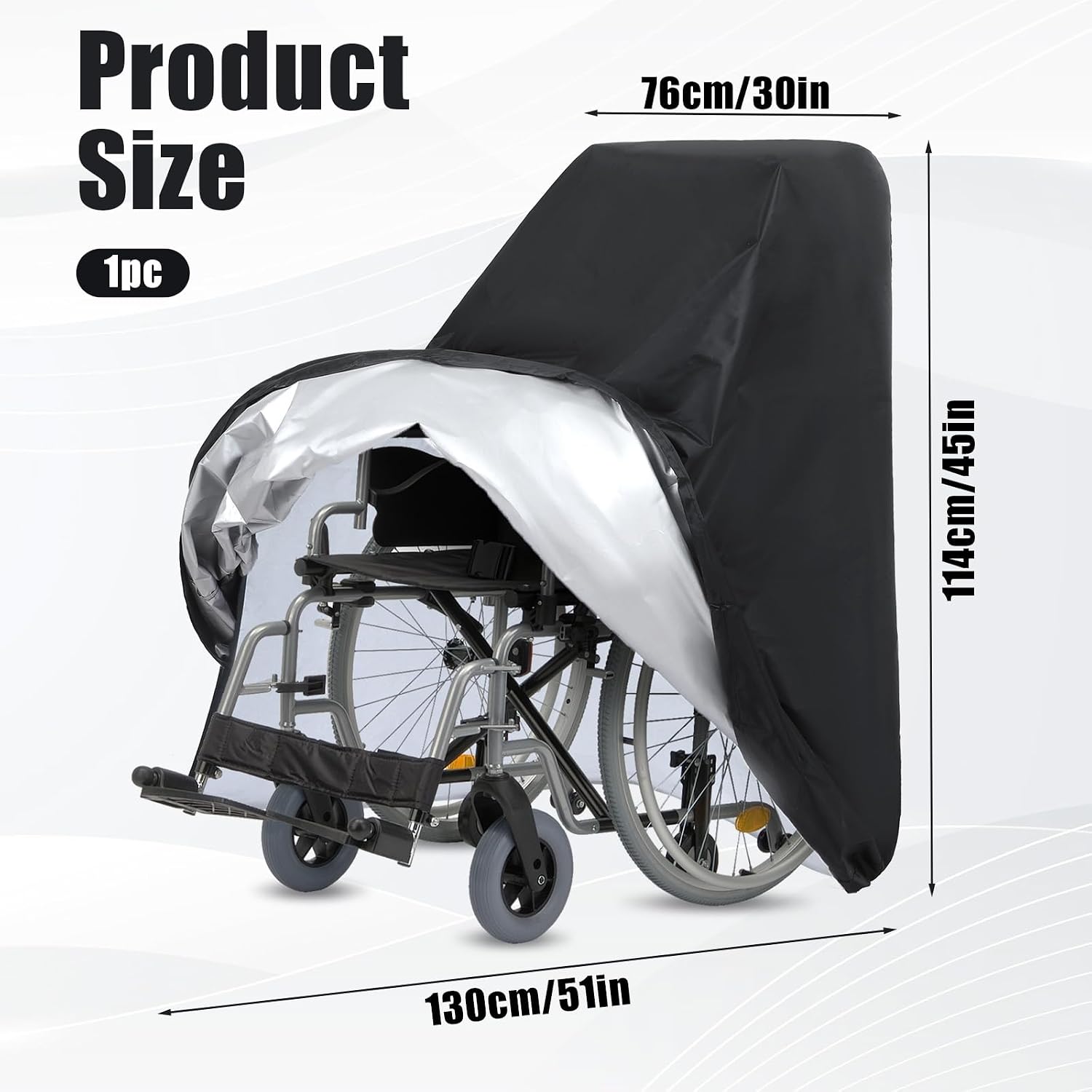 Electric Wheelchair Cover Waterproof Heavy Duty Dustproof Mobility Scooter Storage Cover for Travel Power Wheelchair Dust Protective Covers with Storage Bag Prevent Rain Wind Sun UV for Indoor Outdoor