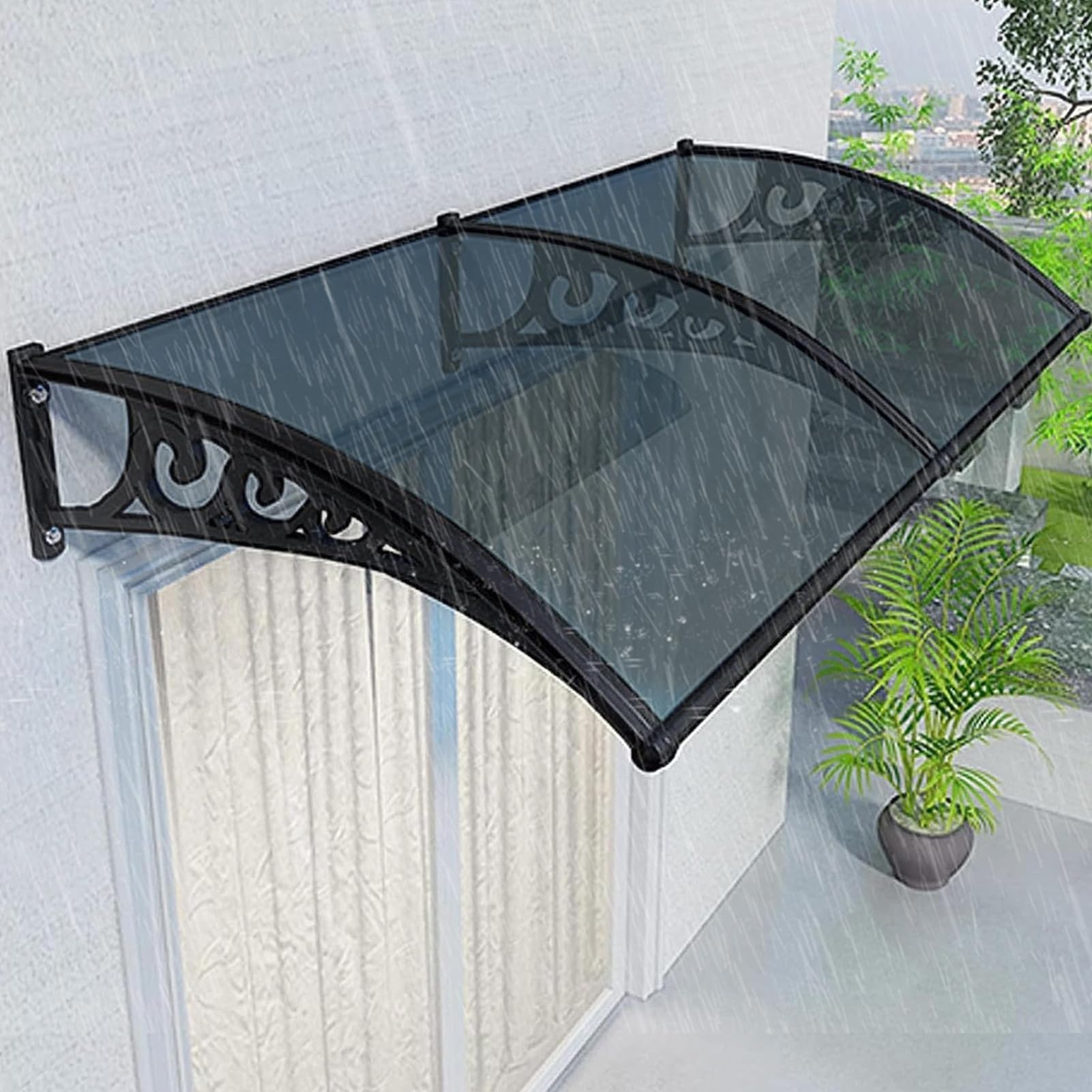 Tôle creuse UV pluie en polycarbonate gris 120x100 pour auvent terrasse