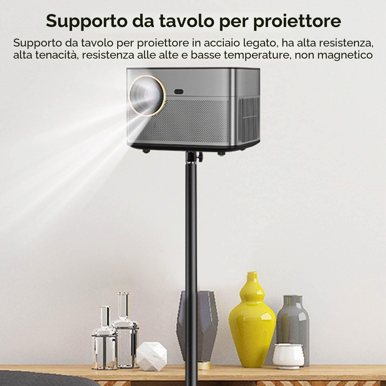 Supporto da Pavimento per Proiettore in Alluminio, Supporto per Proiettore da Tavolo Regolabile Multiangolo per Nebula, per XGIMI e Altri Videoproiettori (Grande stabilizzatore Capacità 5 kg)