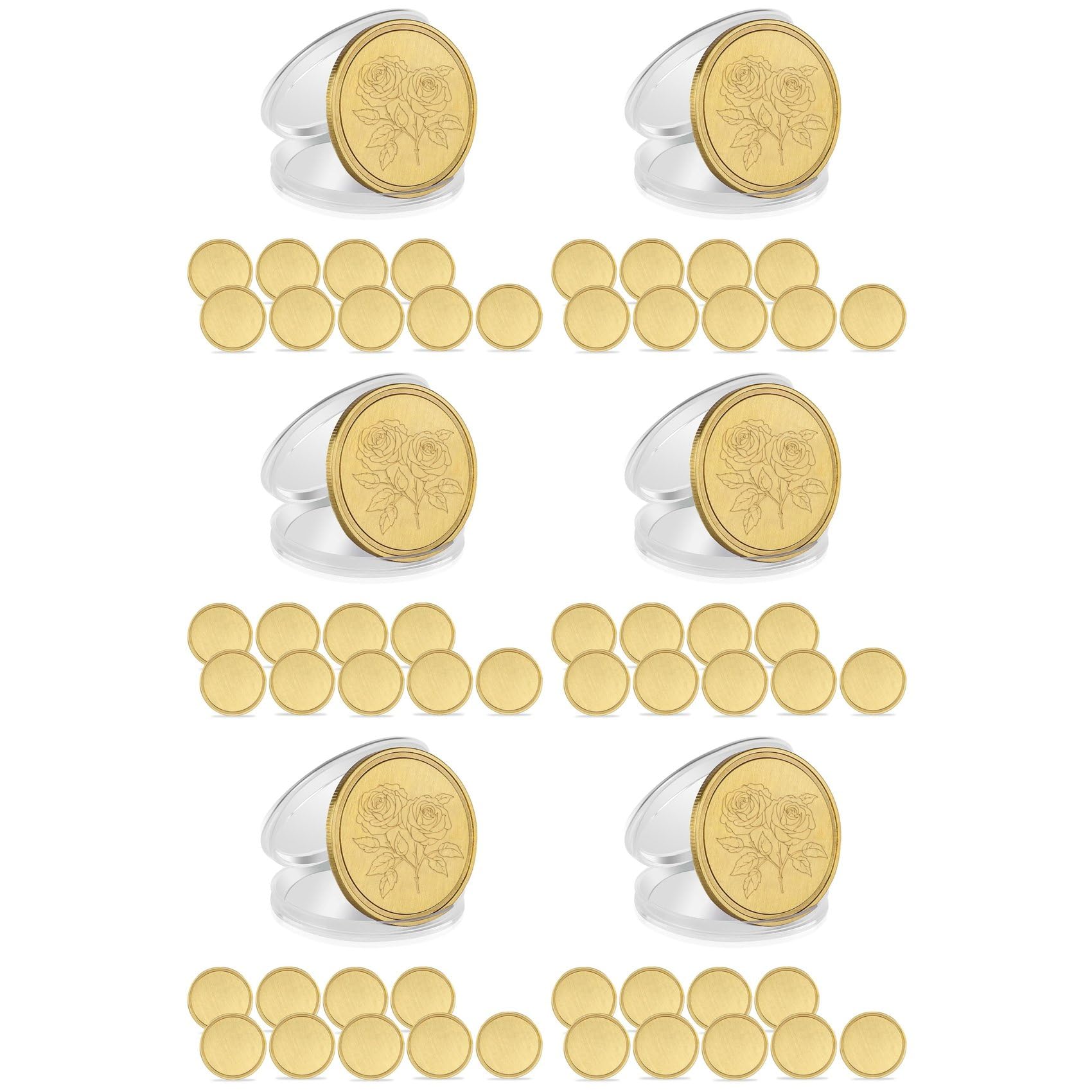 Jnchdghwa As Shown 60Pcs Engraving Blanks Brass Coin Blanks Metal Engraving Blank Coins 40Mm With Acrylic Protection Box