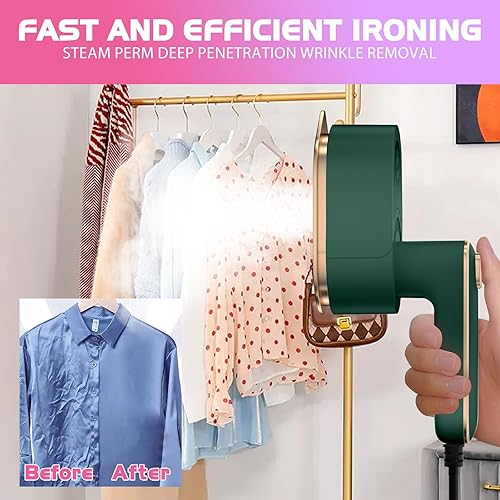 Miniatura 3 de Mini plancha de viaje para ropa, plancha portátil de mano a vapor con planchado seco y húmedo para ropa de negocios en el hogar (verde)