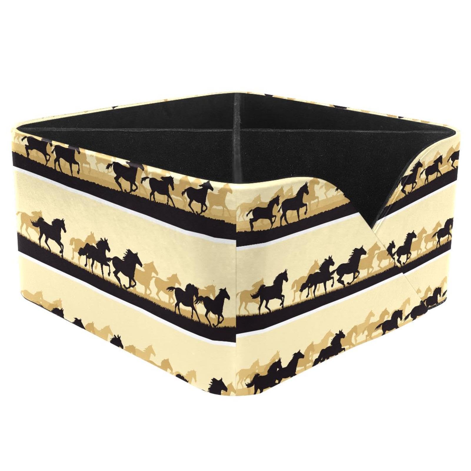 KengjuTesu Running Horses Desktop Organizer Pen Holder, Rectangular Pencil Cup for Office, Study and Makeup Stations