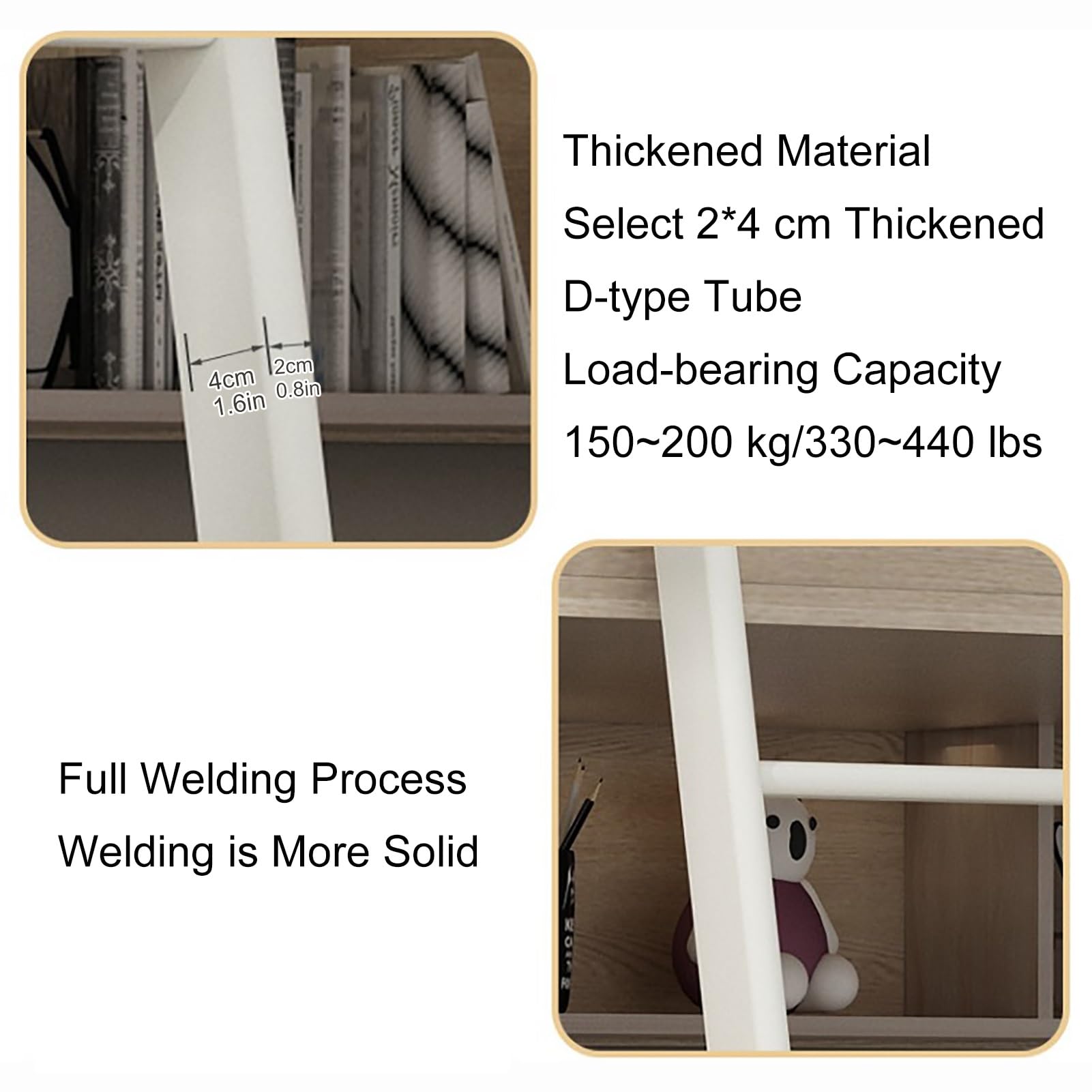 Anlegeleiter 4 Sprossen Metall Hochbettleiter Weiß Hochbett Leiter Zum Einhängen Ladder für Etagenbett(130cm/51in)