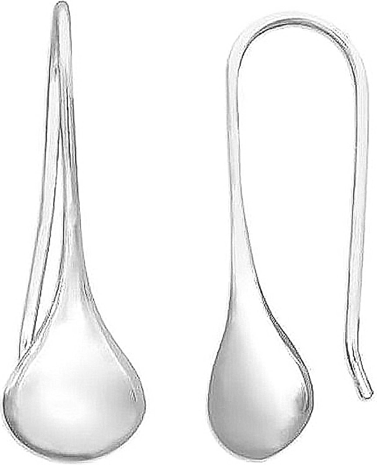 Ritastephens Sterling Silver Shiny Dangle Teardrop Tear Drop Earrings Hook Clasp