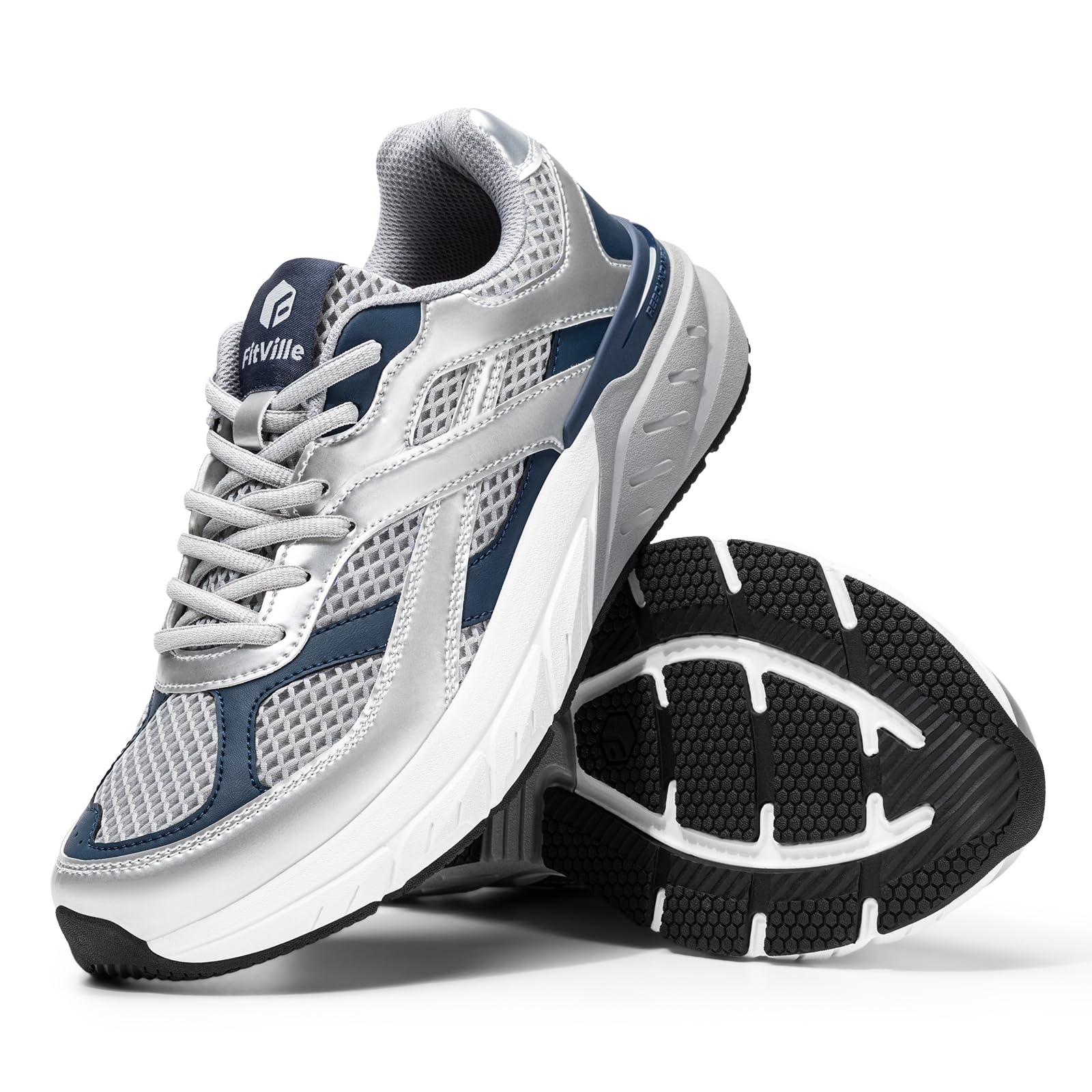 FitVille Extra Breite Laufschuhe Herren Sportschuhe Atmungsaktive Turnschuhe Walkingschuhe Dämpfende Staßenlaufschuhe Joggingschuhe Bequeme Sneaker Outdoor Fitness Rebound Neo V6