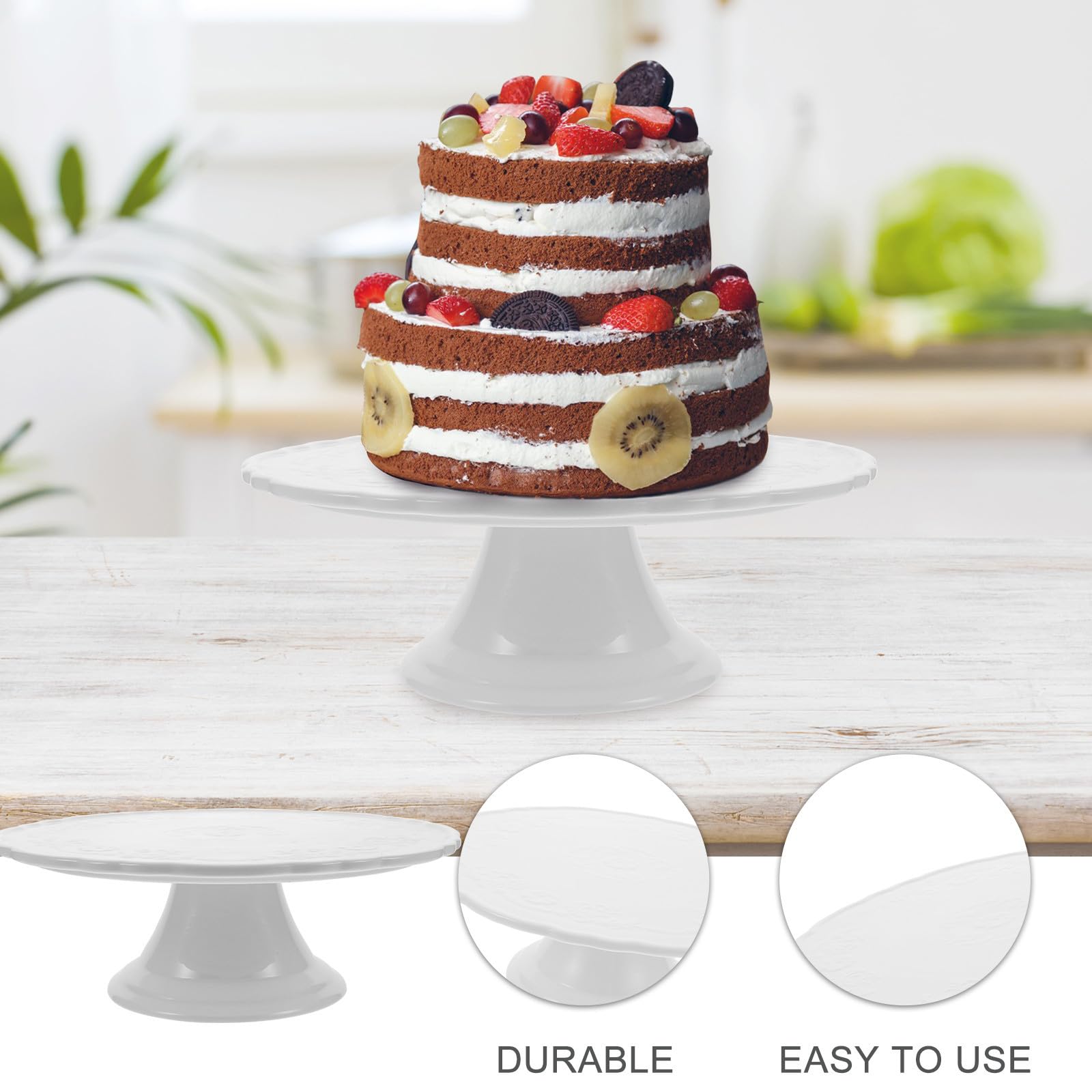 GALPADA Alzata per Torta in Ceramica Bianca 28cm, Elegante