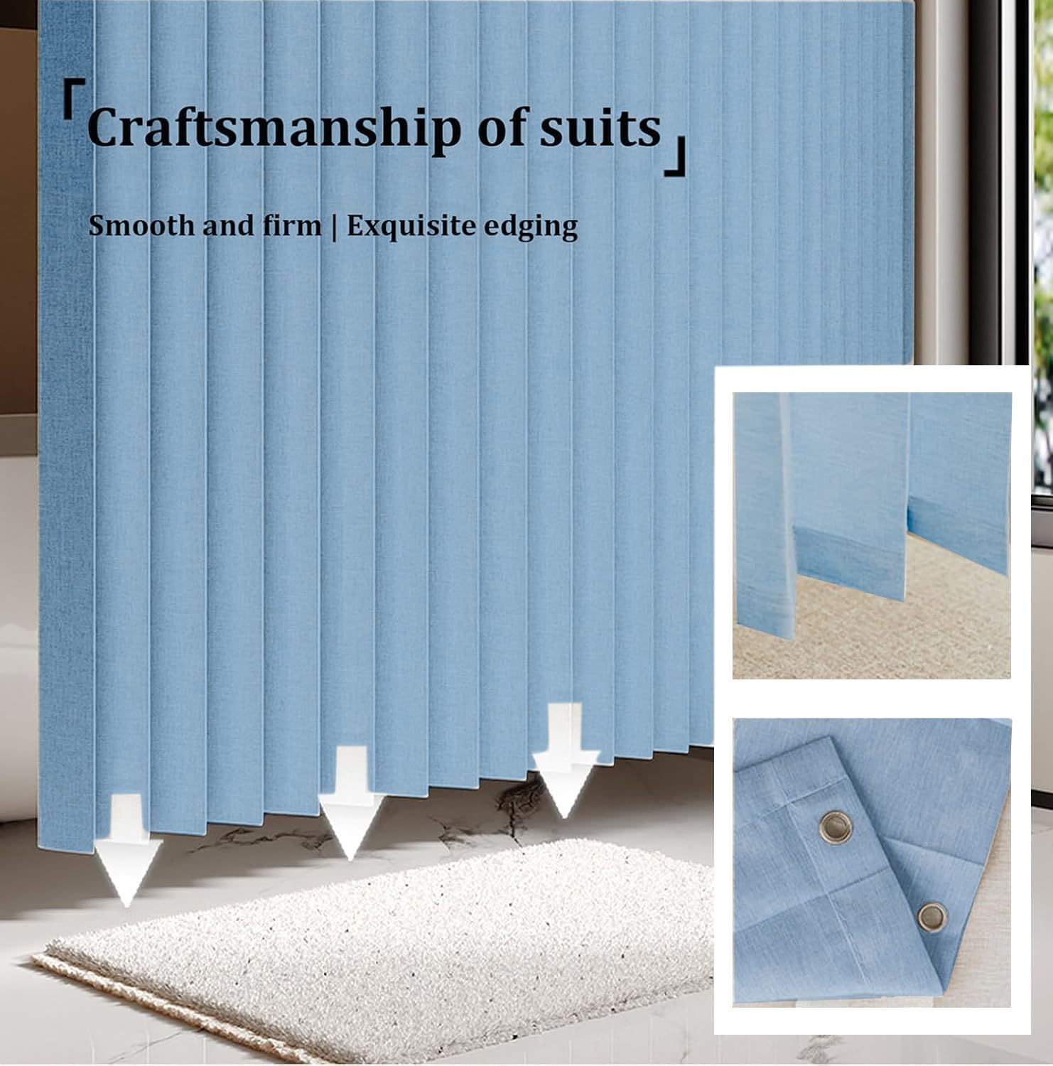 Custom Decorative Bathroom Curtain，Machine Washable Shower Curtain，for Bedroom, Bathroom, Door Curtains -Sky Blue- 100x180cm