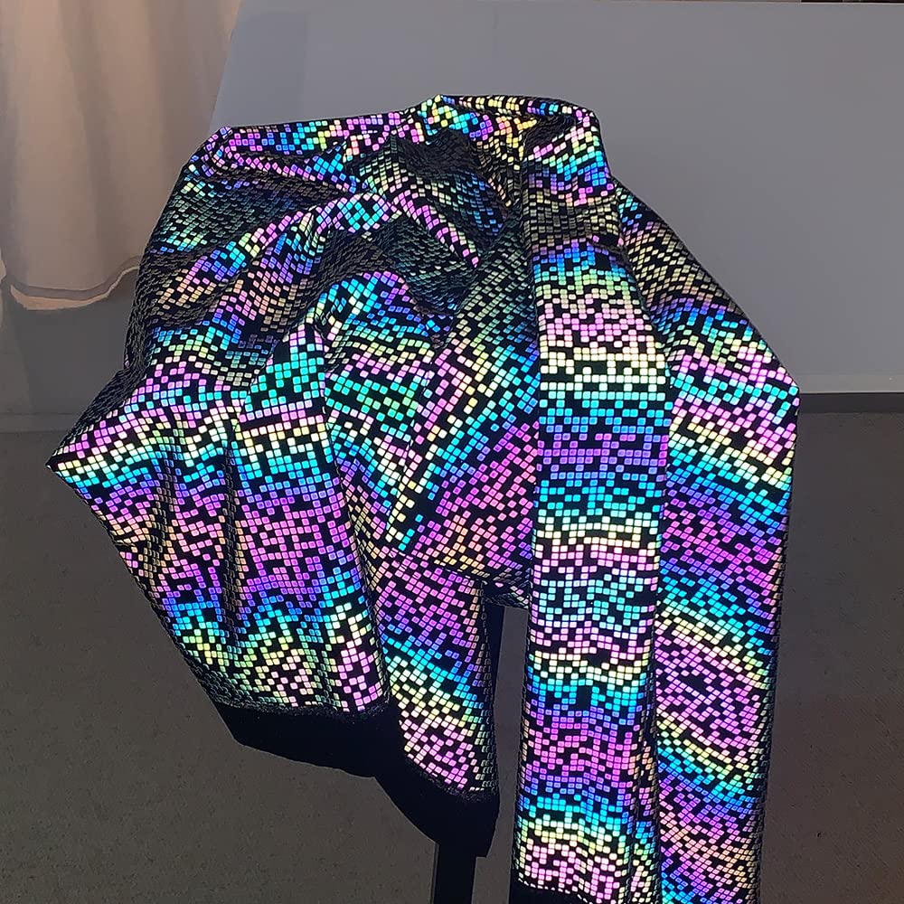 Colorful Reflect Print Reflective Fabric Pongee Cloth for Clothing Size: 55 in x 2 yd