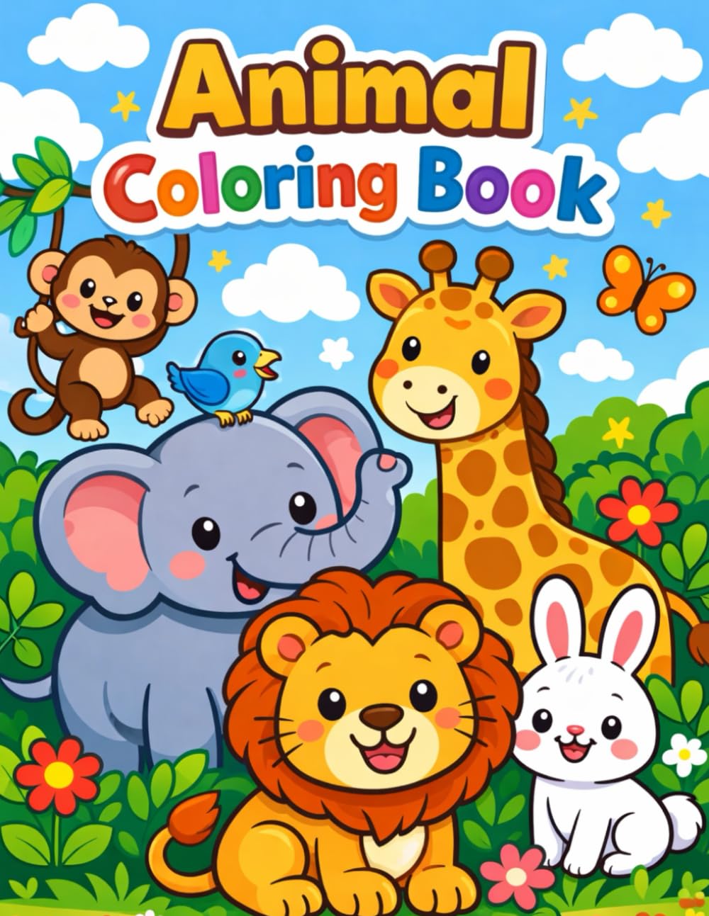 Animal Friends Coloring Book: Fun Animal Illustrations for Kids Ages 2-6