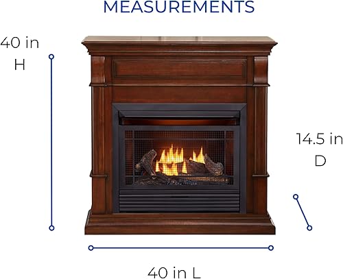 Miniatura 23 de Duluth Forge Sistema de chimenea de gas sin ventilación de combustible dual con chimenea, control remoto, 5 troncos de fuego, uso con gas natural