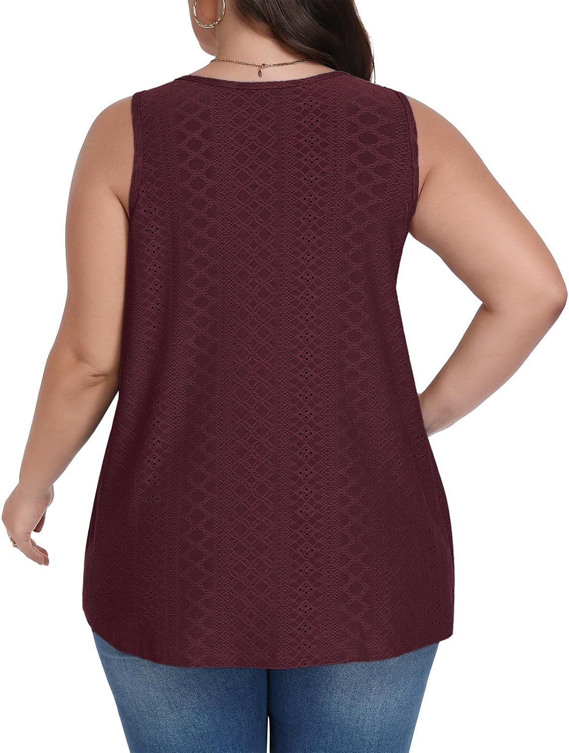 Lastshe Women's Plus Size Tank Top Tunic Flowy Loose Fit Tank Tunic with Scoop Neck Long Length for Casual Wear 1X-5X - Image 2