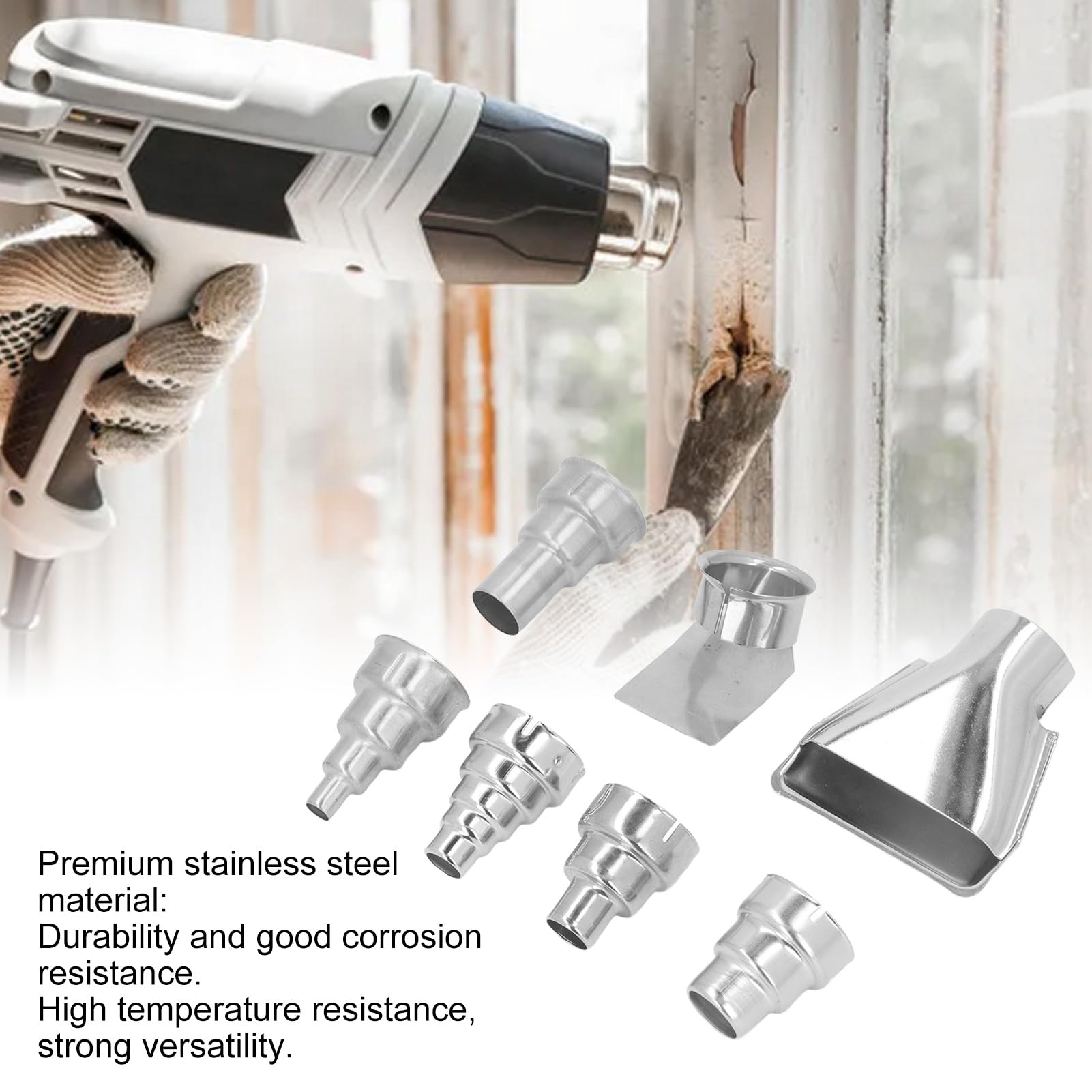 7Pcs 35mm Stainless Steel Heat Gun Nozzles Kits For Hot Air Gun Soldering Station Nozzle Tool Heat Gun Nozzle Attachments