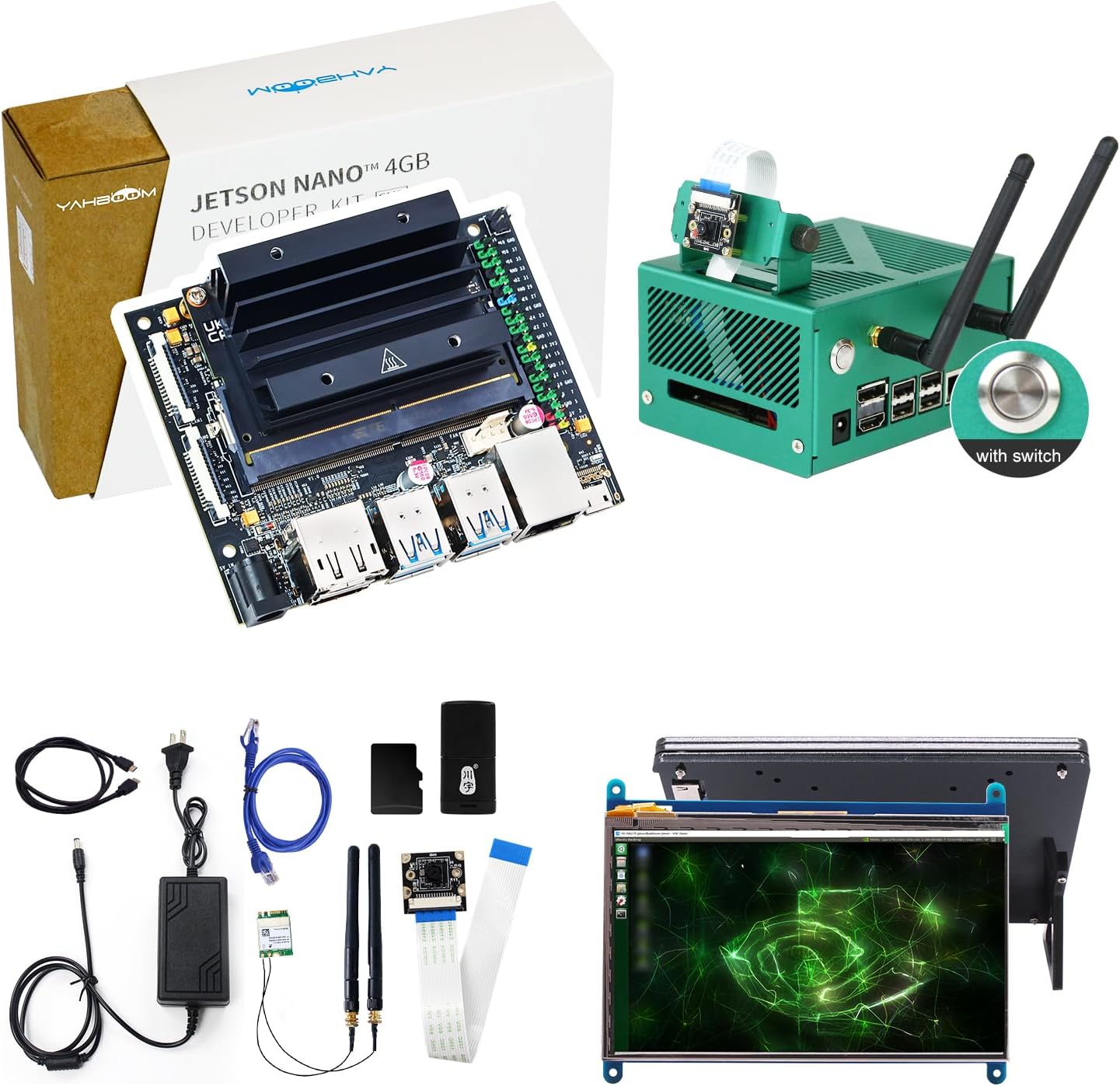 Yahboom Jetson Nano 4GB SUB Developer Kit Jetson Case M.2 Wireless Network Card 5MP CSI Camera Aluminum Chassis (Nano SUB, Developer Kit)