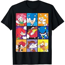 Sonic the Hedgehog Group Shot Portrait Grid Panel T-Shirt