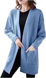 [Caqnni] ロングカーディガン レディース 秋 ニット 大きいサイズ ポケット付き コート 長袖 体型カバー セーター 羽織り 柔らか トップス 着痩せ レイジースタイル ロング オフィス 寒さ対策 通勤 お出掛け 通勤 春 秋 冬