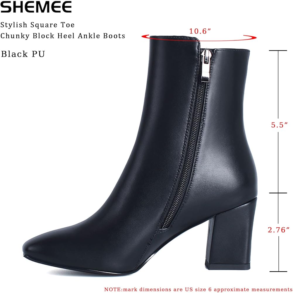 Amazon.com: SHEMEE Women's Square Toe Block Heels Booties Chunky