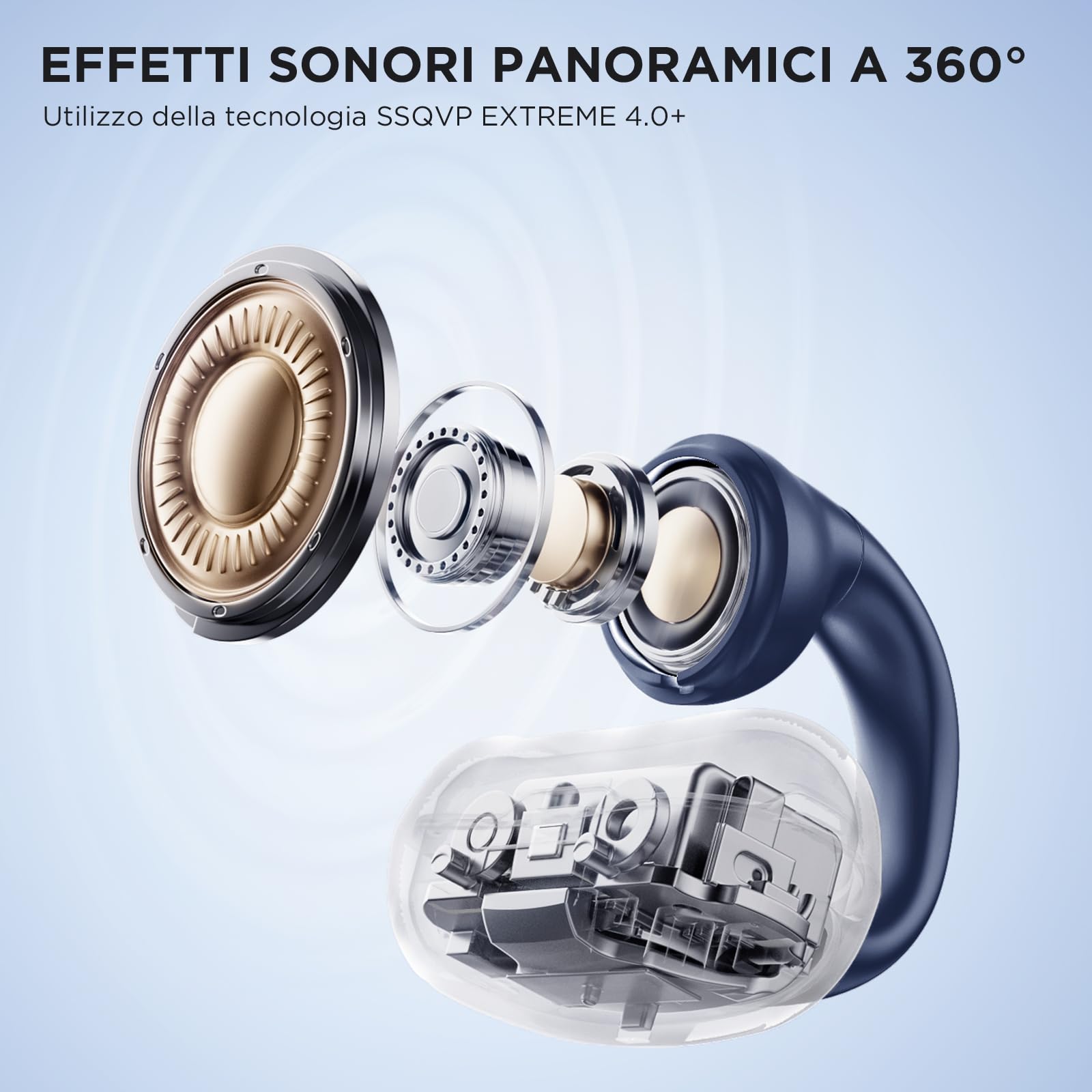 SANAG Z50PRO Auricolari wireless Bluetooth 5.3 con custodia di ricarica, auricolari aperti compatibili con iPhone/Samsung Phone per uomini, donne e bambini, colore nero (blue)