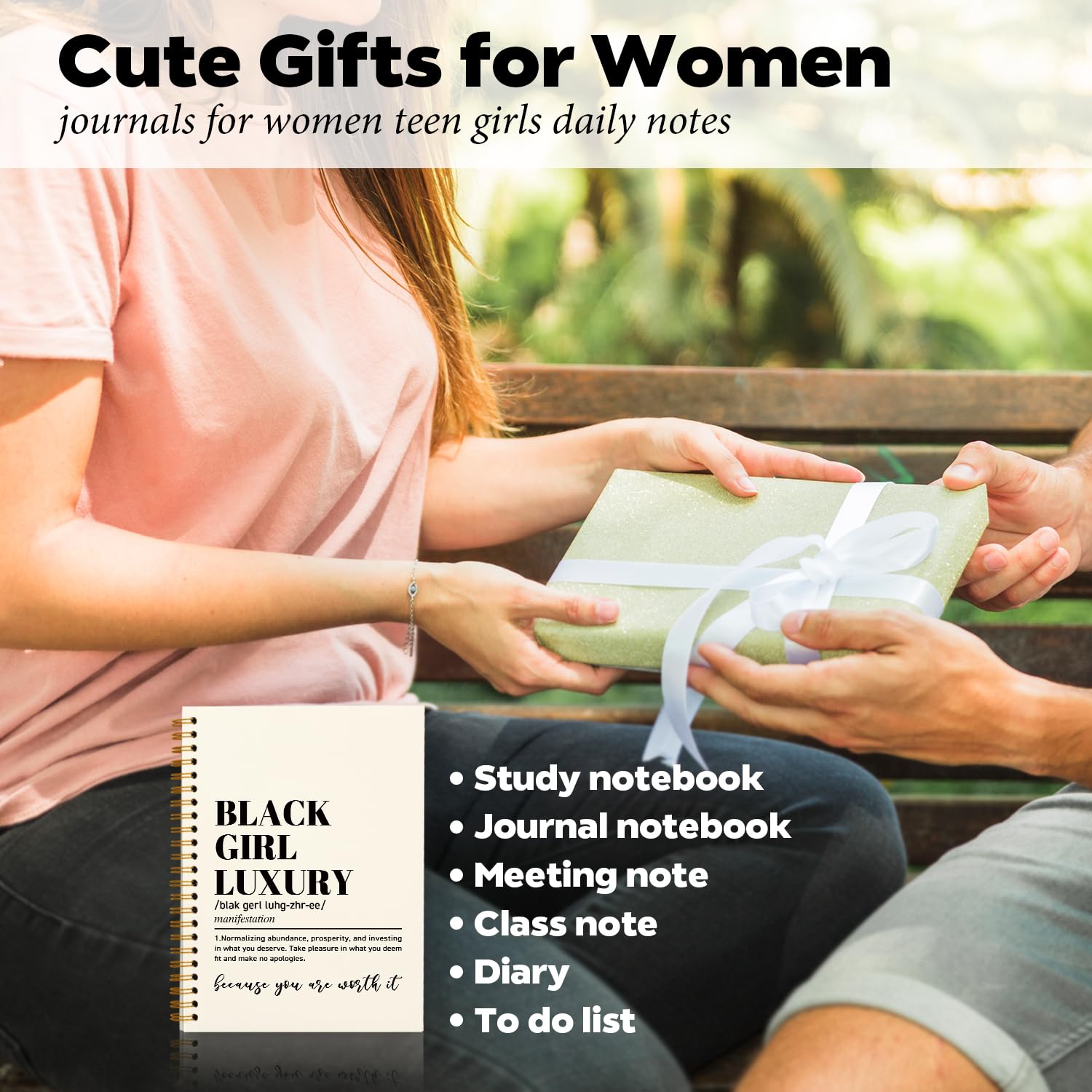 Black Girl Woman Journal, quaderni ispiratori per ragazze nere, regali afroamericani per donne, regali magici per ragazze nere, quaderno a spirale di lusso per ragazze nere (beige)