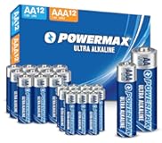 Powermax Alkaline Batteries 24-Count Combo Pack, (12 Double AA, 12 Triple AAA), Ultra Long Lasting Battery for Home and Office, 10-Year Shelf Life, Reclosable Packaging