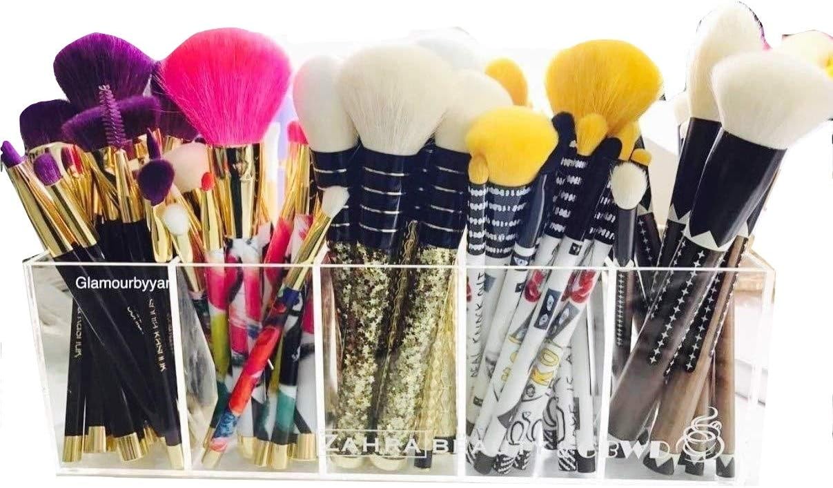 Acrylic makeup organizer 5 slot organizer for brushes, lipsticks, lip glosses, liners, or even pencils