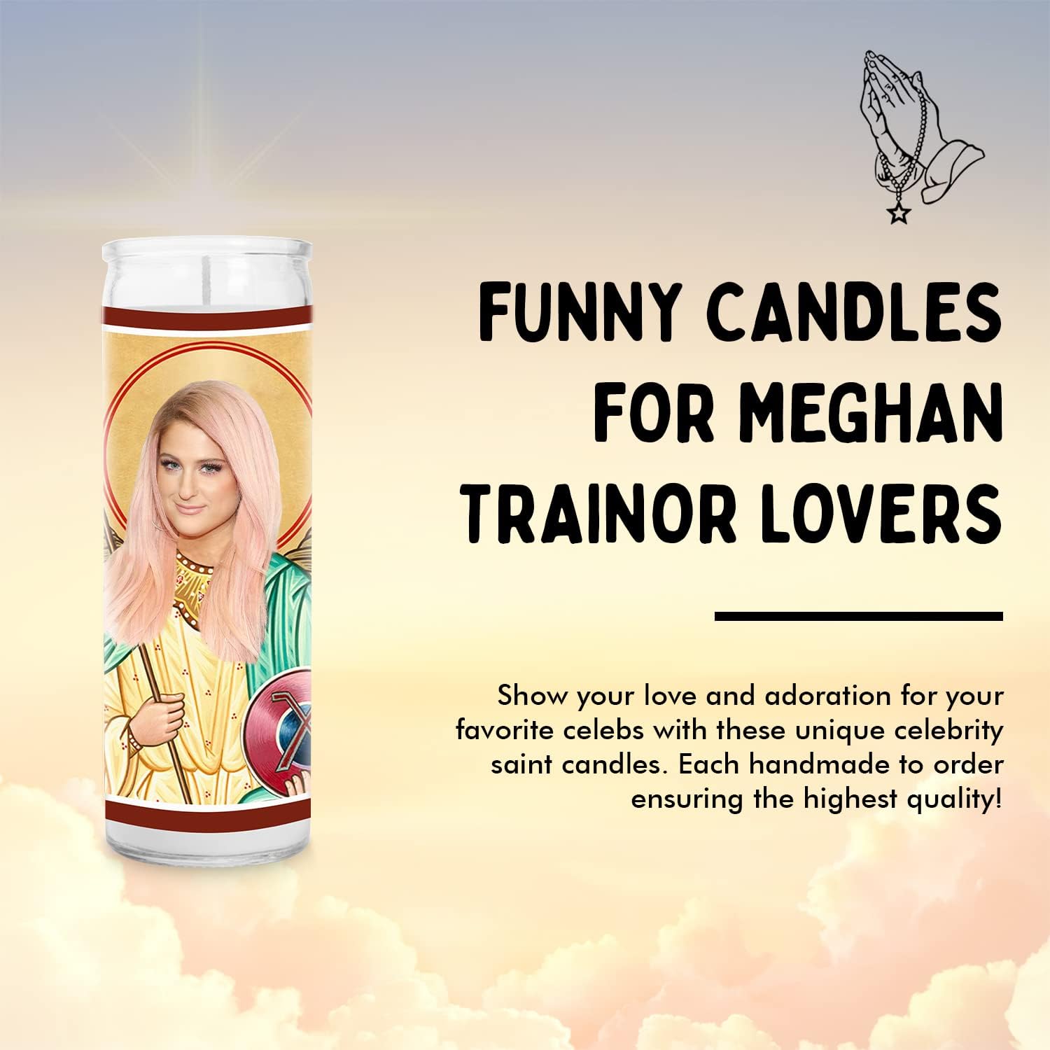 Meghan Celebrity Funny Candle – Unscented Handmade Soy Wax Votive Candle – Unique Gift for Pop Music & TV Show Fans – Home Decor Collectible for Living Room & Office – 8 Inch