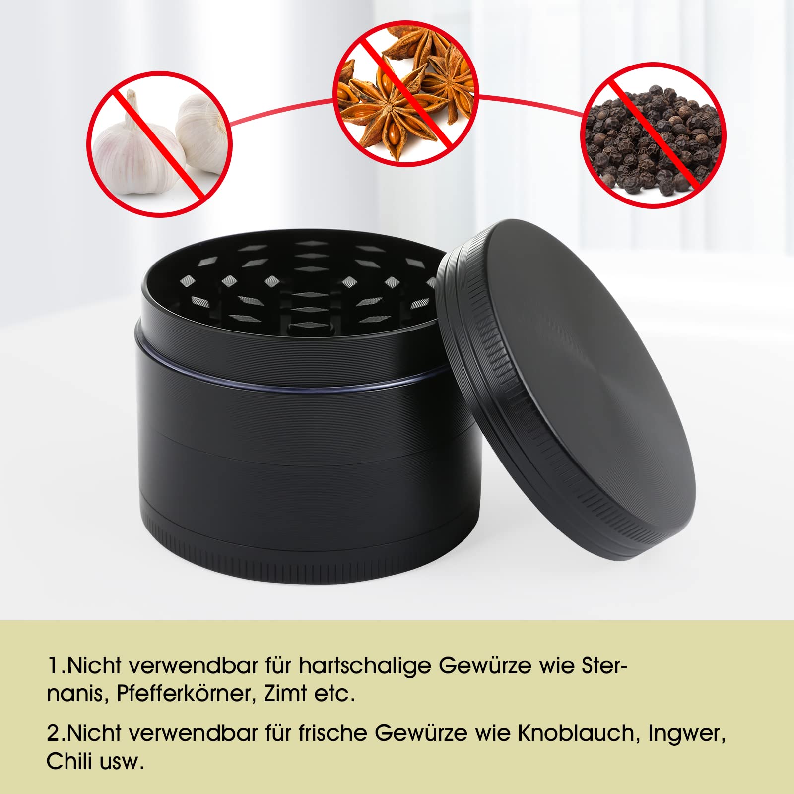 Moulin à Herbes Violet Avec Attrape-herbes, Moulin En Métal De 5 Cm Pour Les Herbes