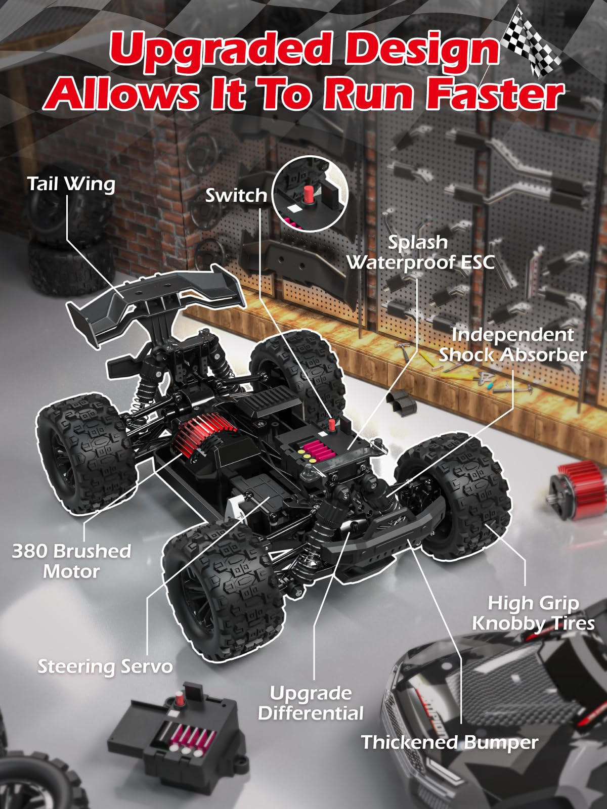 Kiztoys Voiture Télécommandée 1:18 4WD 40 km/h RC Tout Terrain | 2,4 GHz, Avec Lumières, Grande Autonomie, Réaction Rapide, Buggy Radiocommandée, Jouet Cadeau pour Enfant Adulte, 8+