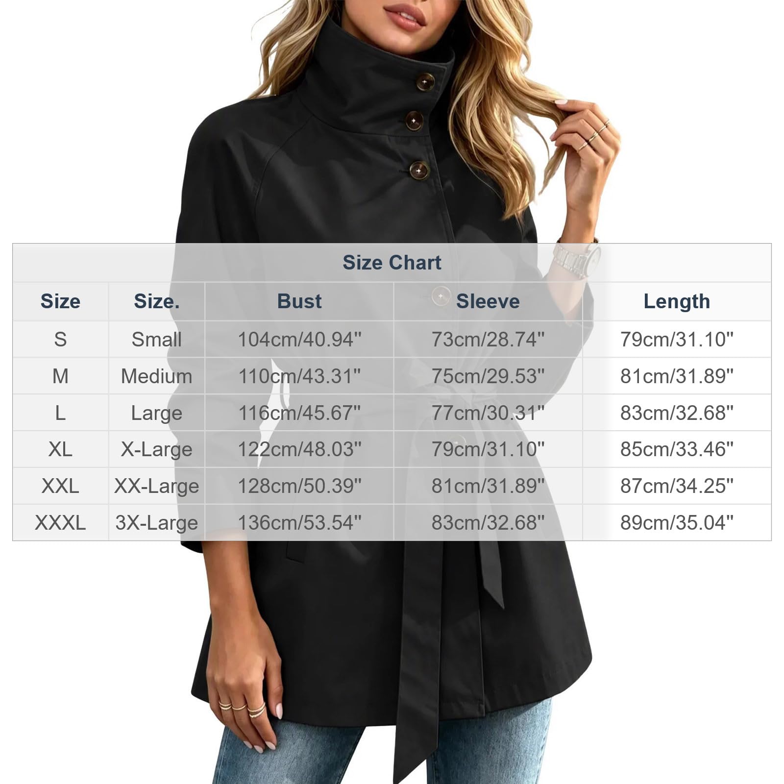 Giacca da donna per le mezze stagioni, elegante trench con cintura, a