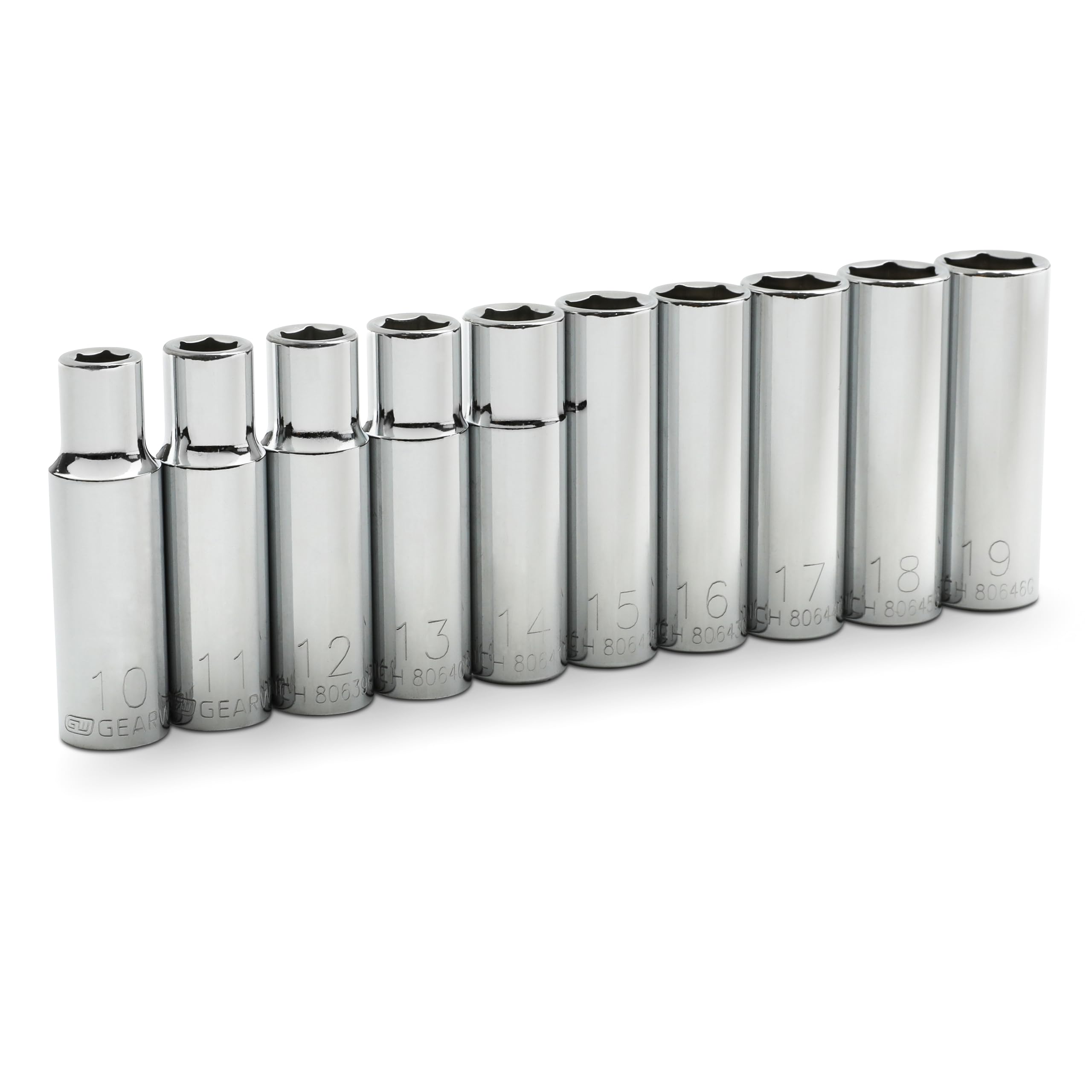 GEARWRENCH 10 Pc. 1/2" Drive 6 Pt. Deep Socket Set, Metric - 80704
