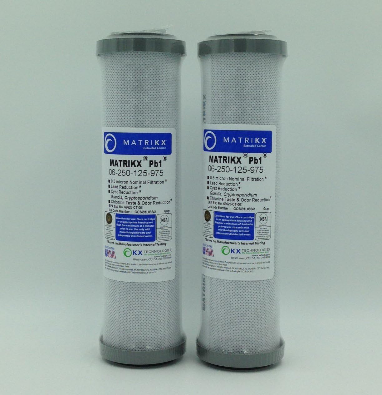 MATRIKXKX Pb1 10-Inch Length Extruded Carbon Block Filter Cartridge, 2-Pack