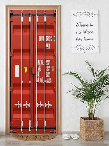 Miniatura 3 de artfanke Adhesivos de puerta 3D Imitación de metal Caja de contenedor 30.3"x78.7" - Mural de puerta despegar y pegar Adhesivos de pared para