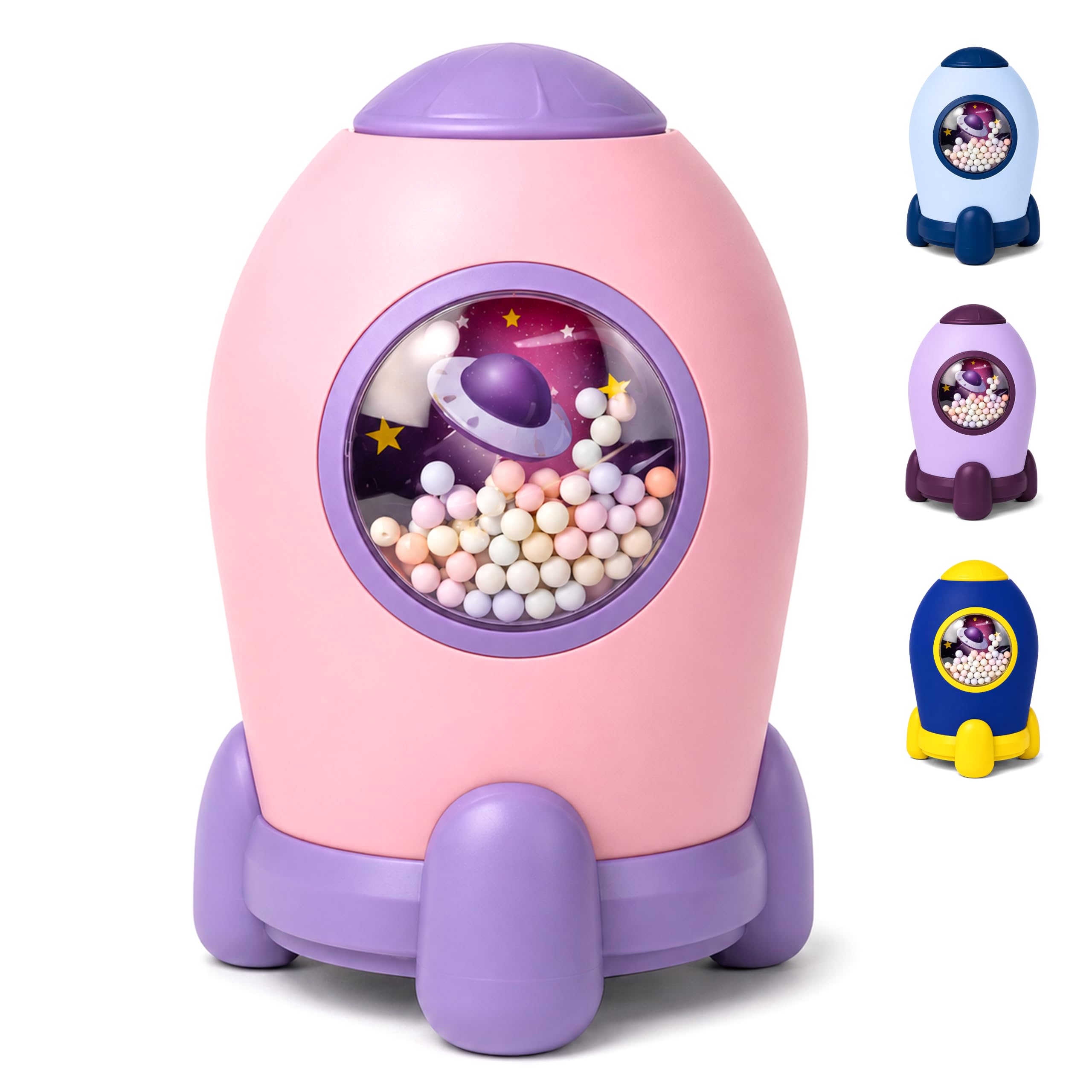 VGRASSP Rocket Piggy Bank Toy for Kids with Number Code Lock - Portable Space Theme Coin Box for Boys and Girls - Secure Money Saving Return Gift - Color As Per Stock-image-33