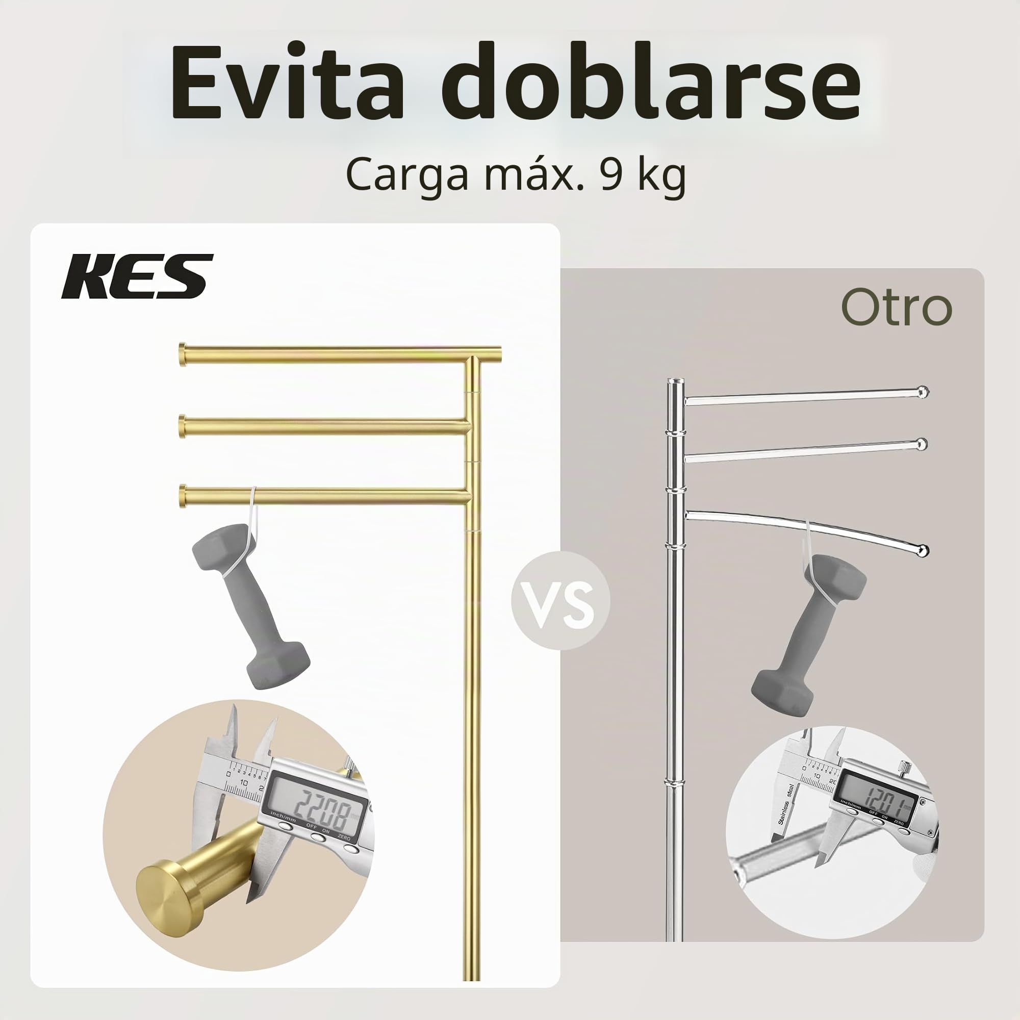 KES Toallero de Oro Cepillado Toallero de Pie Toallero Barra de Acero Inoxidable Baño Toallero de Baño Acero Inoxidable 18/8 Toallero Base de Mármol, BTH219-BZ | Base de piedra natural de 10 libras, 3 brazos giratorios, acero inoxidable SUS304, antidesliz