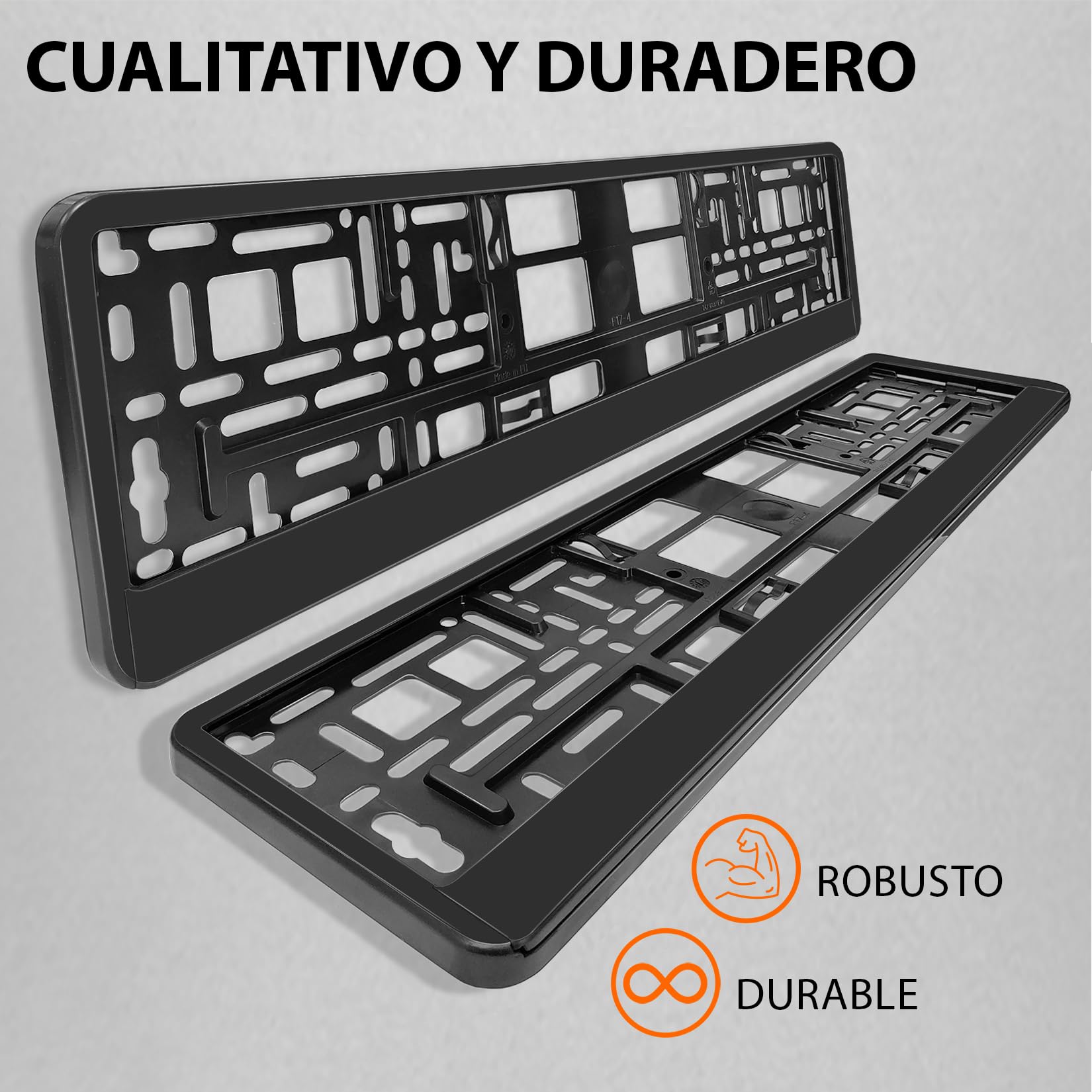 Portamatriculas Coche 520x110 mm - Soporte Matricula [2 uds.] - con 8 Tornillos - Negro - fácil, Duradero y Resistente - Porta Matricula Auto Homologado Apto para Todos los vehículos - 52x11 cm