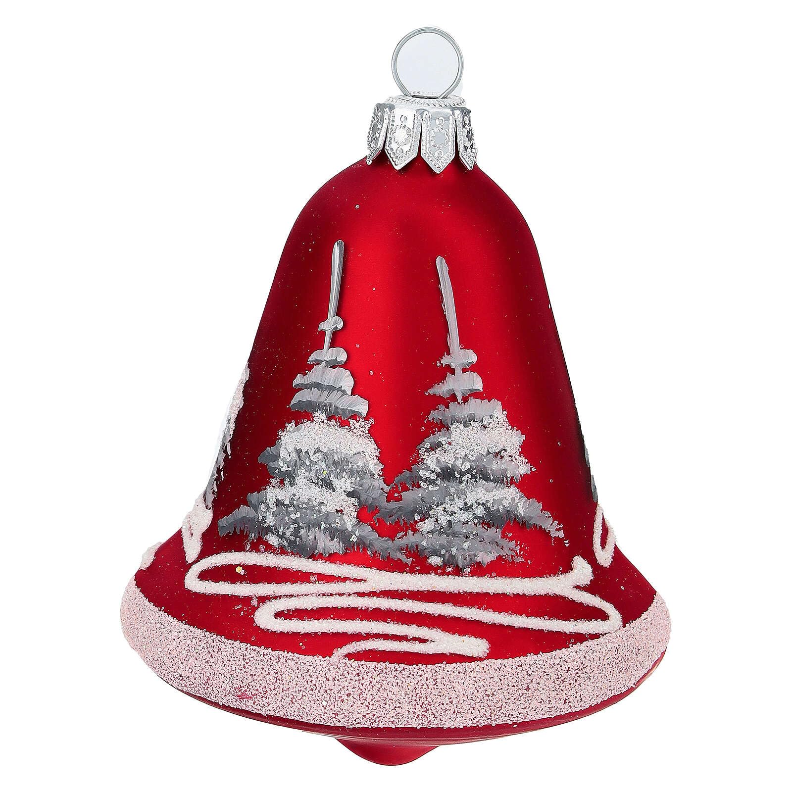 Holyart Bolas de Navidad: Bola de Navidad Forma Campana Rojas 90 mm 3 Piezas