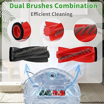 18 PCS Accessories for Roborock Qrevo S5V/ Qrevo Curv Robot Vacuum | Replacement Parts for Qrevo Edge S5A, Dual Main Brush, Side Brush, Washable Filter, Mop Pad, Dust Bag