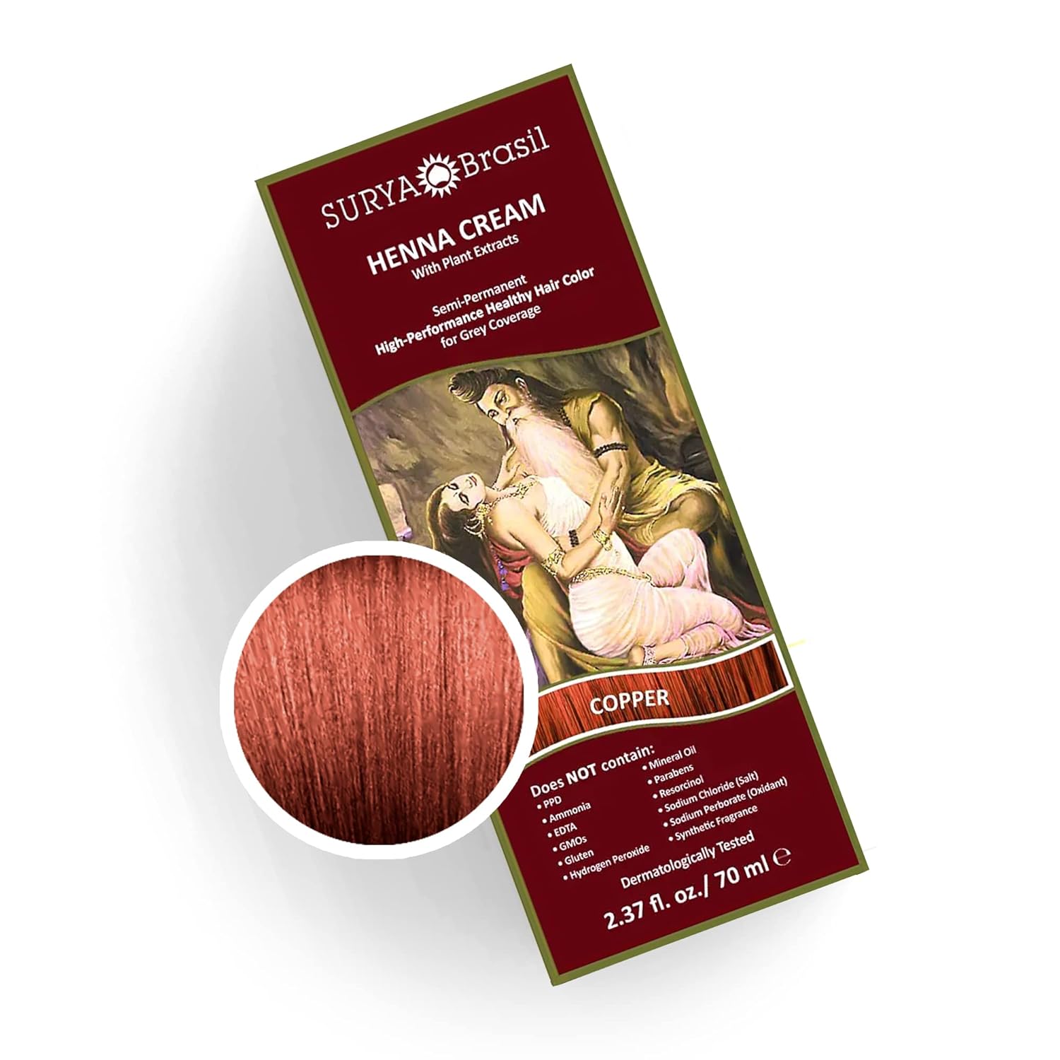 Surya Brasil – Henna Cream Hair Color Treatment, Semi Permanent Hair Color for Gray Hair Coverage, Natural Henna Hair Color, Deep Conditioning Hair Dye, Copper, 2.37 oz / 70 ml Surya Brasil – Henna Cream Hair Color Treatment, Semi Permanent Hair Color for Gray Hair Coverage, Natural Henna Hair Color, Deep Conditioning Hair Dye, Copper, 2.37 oz / 70 ml