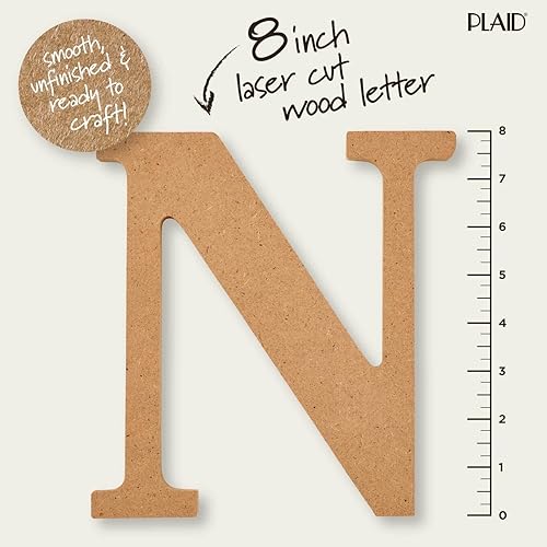 Miniatura 2 de Plaid Letra de madera sin terminar, superficie de madera de 8 pulgadas, perfecta para proyectos de manualidades y manualidades, 63593, 8 pulgadas