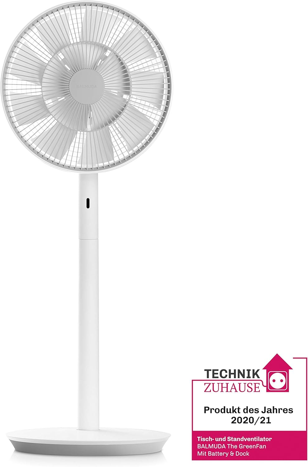 BALMUDA The GreenFan 2021 - Ventilador de pie y de mesa, motor CC, silencioso, 13 dB, 1,5 W, ahorro de energía, alcance de 15 m, circulador de aire, fabricado en Japón, Eco EGF-1700 (blanco x gris)