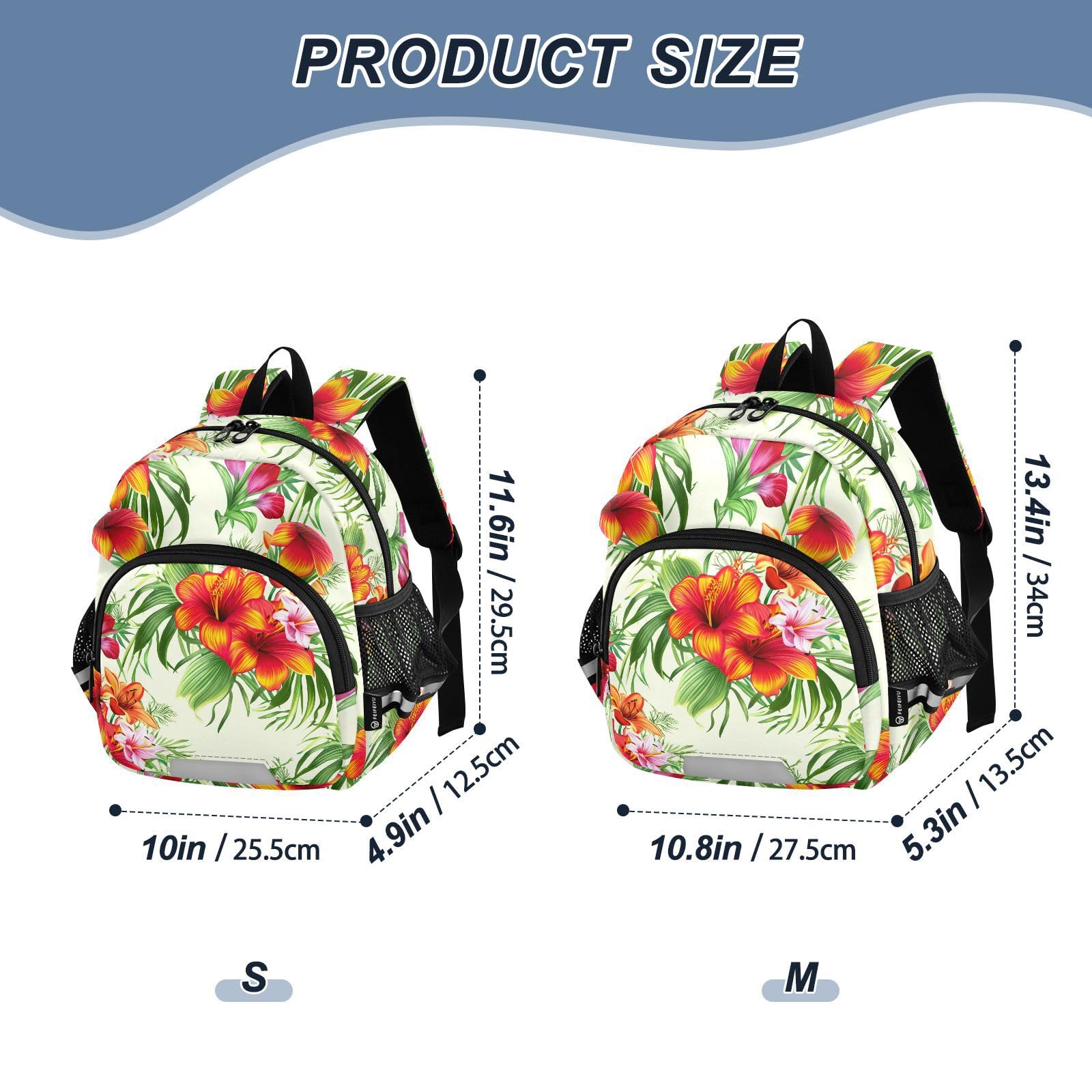 Fronds Floral Beige Toddler Harness Backpack for Boys Girls 3-6 Years Kids Backpack with Anti Lost Safety Leash Child Leash Backpack for Preschool Travel Walking