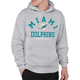 Junk Food Clothing x NFL - Miami Dolphins - Classic Team Logo - Unisex Adult Pullover Fleece Hoodie for Men and Women - Size X-Large, Grey
