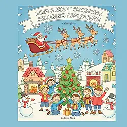 Merry & Bright Christmas Coloring Adventure - Coloring Book (Portuguese Edition)