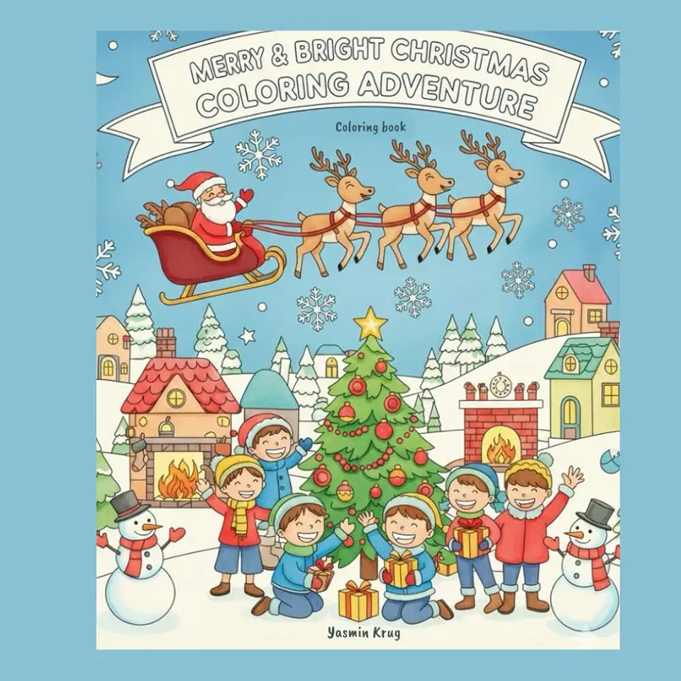 Merry & Bright Christmas Coloring Adventure - Coloring Book (Portuguese Edition)
