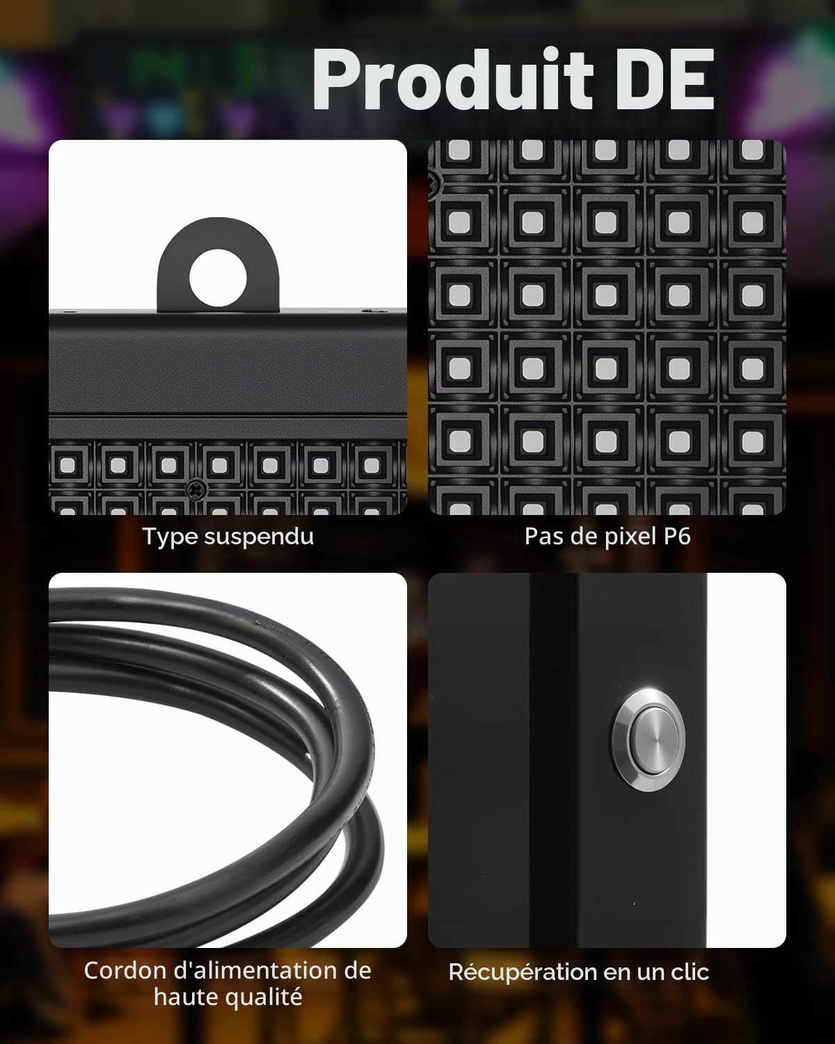 VEVOR Enseigne Lumineuse LED Programmable 99x41,2 cm, Panneau d’Affichage Numérique Couleur Pleine P6, GIF à Motifs de Texte Personnalisés, Commande Bluetooth, Information Publicitaire Publicité