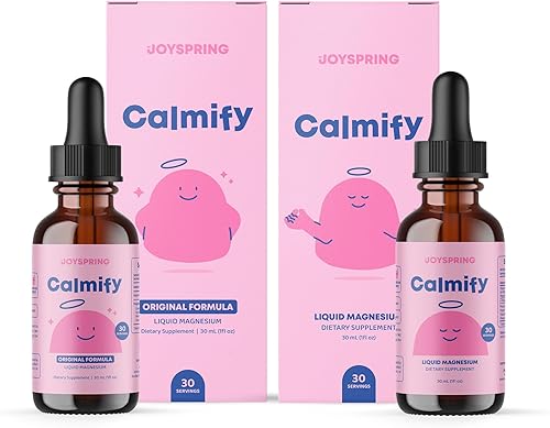 JoySpring Citrato de magnesio líquido y glicinato de magnesio para niños - Magnesio sin azúcar para niños y líquido de citrato de magnesio -