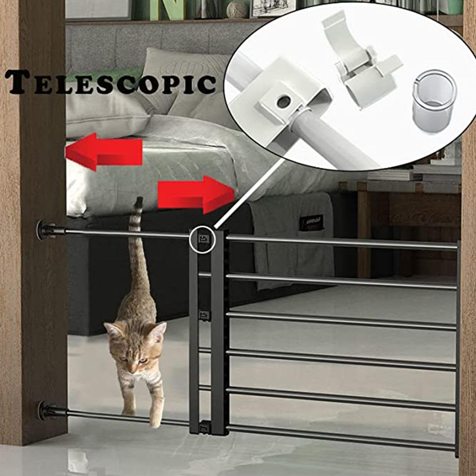 Cancello retrattile per cuccioli, Cancello retrattile per cani per scale | Recinzione per cancello per animali domestici senza trapano p