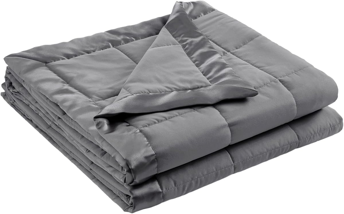 Madison Park Down Alternative Queen Blanket for Bed, Satin Trim, Charcoal | Lightweight Windom Blanket Full Size Premium 3M Scotchgard Moisture Wicking Treatment, OEKO TEX, Soft Bed Cover, All Season
