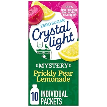 Crystal Light Drink Mix, 10 Individual Packets, Hydration for Book Lovers and Mystery Readers, Prickly Pear Lemonade Artificial Flavor, Zero Sugar, No Artificial Dyes, 0.13 oz