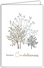 64-1091 Card Sincères Sympathy Tree Copper Fine and Delicate Illustration on Matte Paper for Writing Inside Your Message – with White Envelope Size 12 x 17.5 cm – Made in France